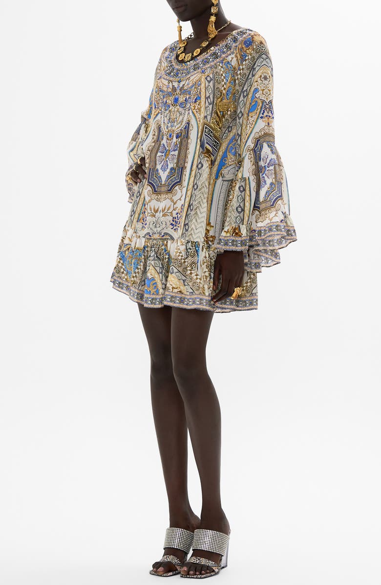 Camilla Make Me Your Mosaic Long Sleeve A-Line Silk Minidress, Alternate, color,