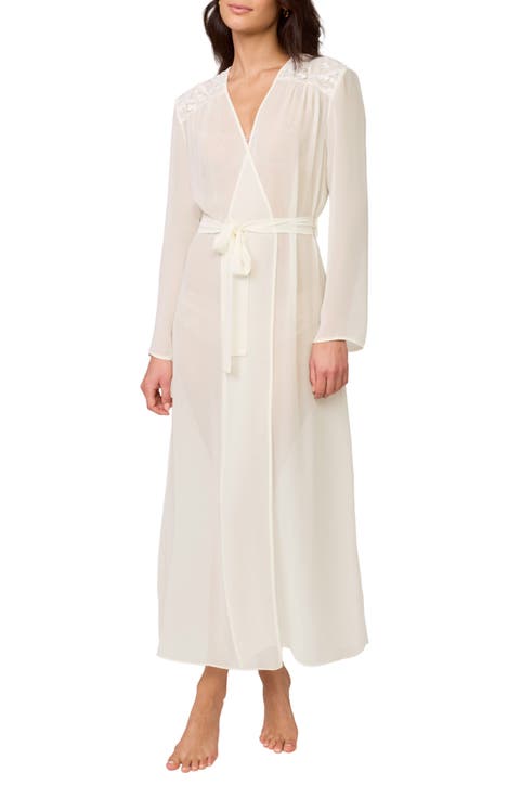 Isles Lace Trim Chiffon Robe