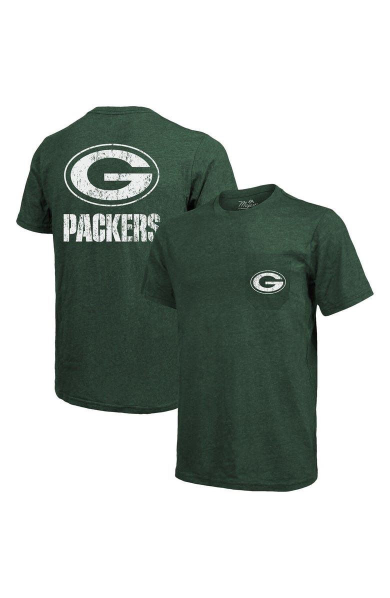 Majestic Threads Green Bay Packers Majestic Threads Tri-Blend Pocket T-Shirt - Heathered Green, Main, color, Green
