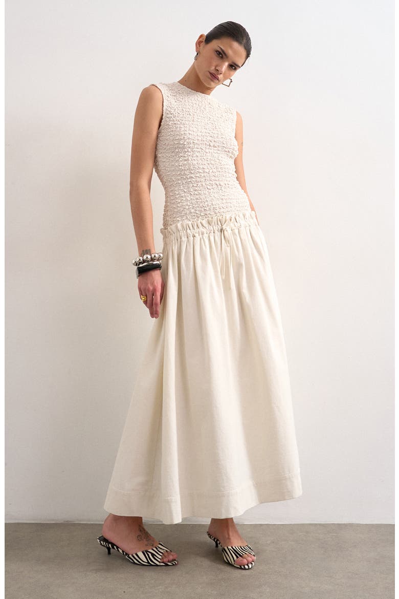 Drop Waist Cotton Maxi Dress, Main, color, WHITE
