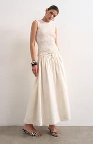 Topshop Drop Waist Cotton Maxi Dress