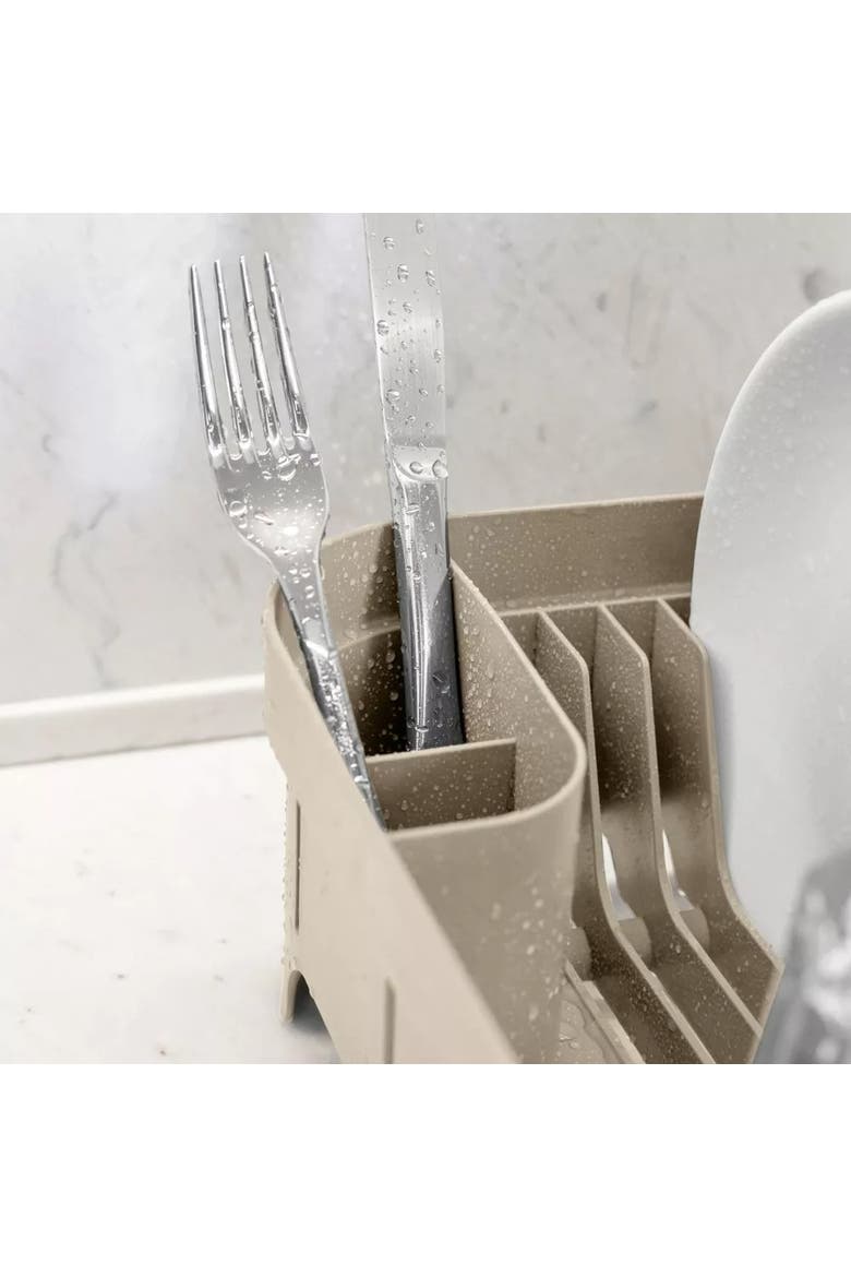 Compact Freestanding Plastic Kitchen Dish Drying Rack, Alternate, color, Beige