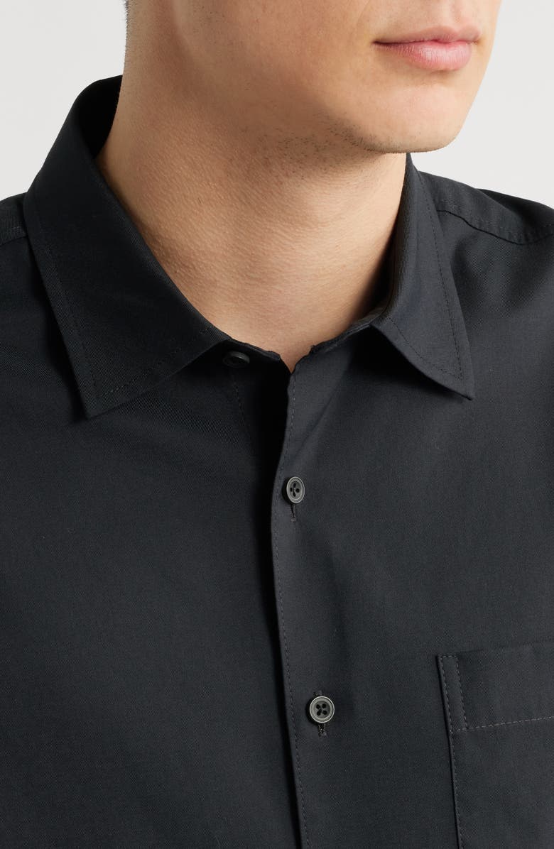 Nordstrom Solid Short Sleeve Stretch Button-Up Shirt, Alternate, color, Black