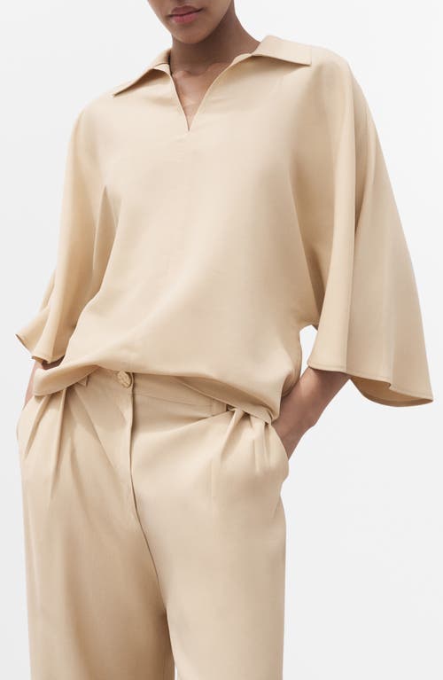 Mango Oversized Three-quarter Sleeve Shirt Sand In Neutral