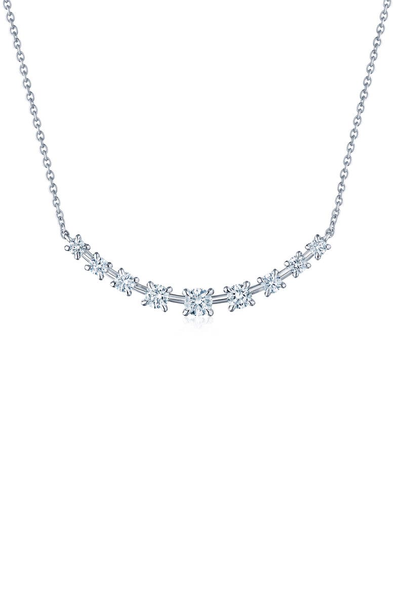 Kwiat Starry Night Curved Bar Diamond Necklace, Main, color, White Gold/ Clear