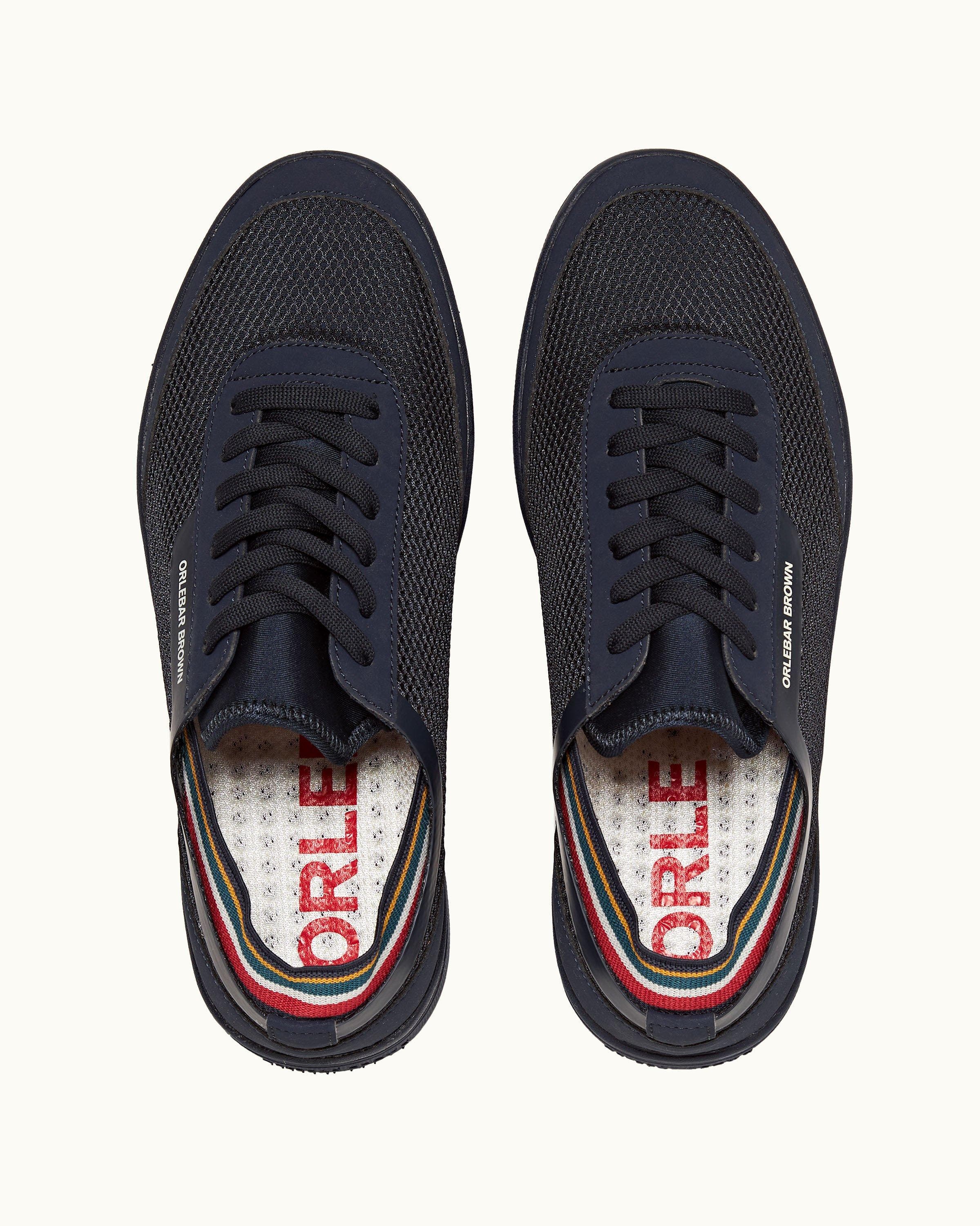 Orlebar Brown Larson O.B Stripe Shoe You Can Swim, Alternate, color, Navy/Orange/Aquamarine