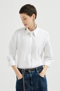 Brunello Cucinelli Stretch cotton poplin shirt with shiny trim