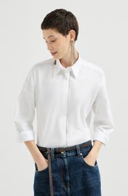 Brunello Cucinelli Stretch cotton poplin shirt with shiny trim