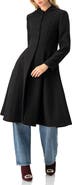 IVONNE Hooded Button-Front Wool-Blend Midi Swing Coat