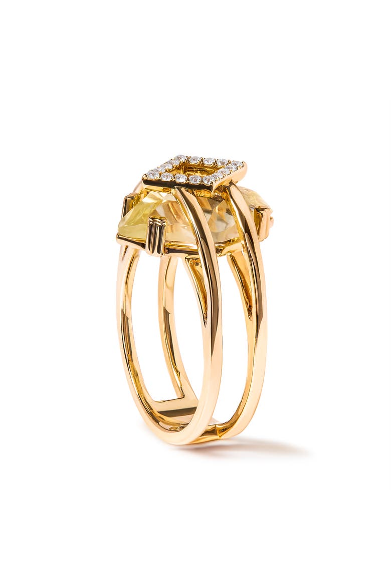 14K Gold Topaz & Diamond Accent Statement Cocktail Ring -, Alternate, color, Yellow