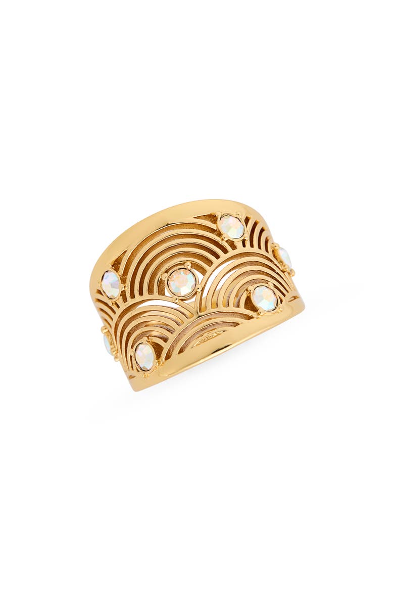 Southbank Crystal Band Ring, Main, color, GOLD/ CRYSTAL ABALONE