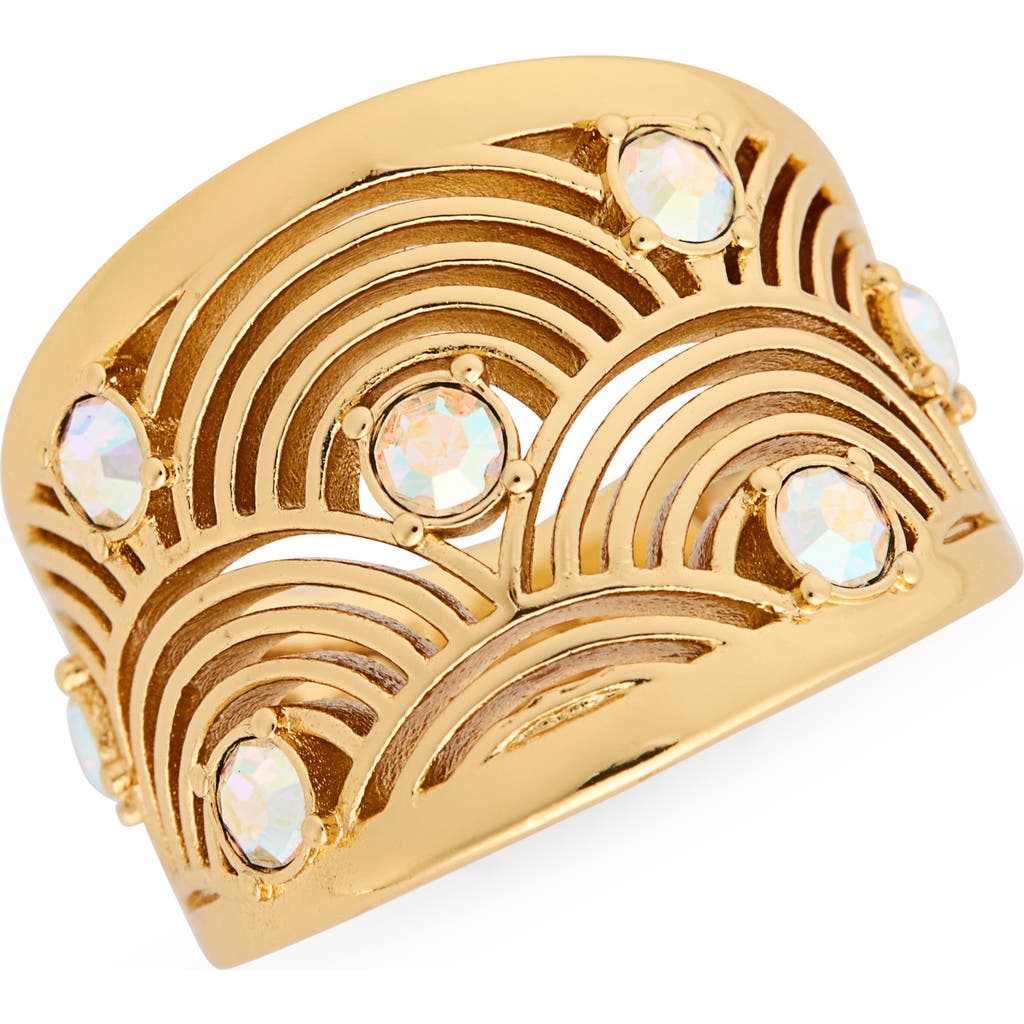 Kurt Geiger London Southbank Crystal Band Ring In Gold