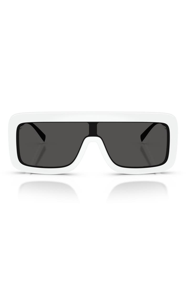 Dolce&Gabbana Kids' 118mm Rectangular Shield Sunglasses, Main, color, White / Dark Grey