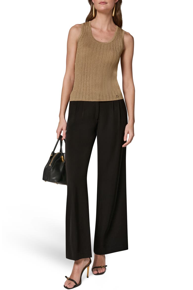 Metallic Scoop Neck Shell, Alternate, color, GOLD