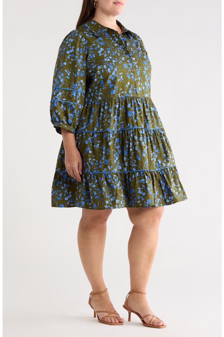 Solvay Floral Print Minidress, Alternate, color, GREEN-BLUE-MUL