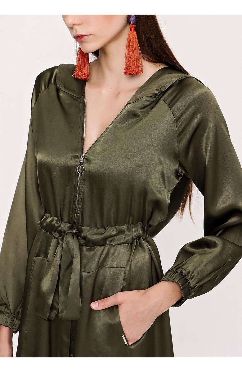 Le Fafo Half-Zip Hooded Maxi Dress, Main, color, Olive Green
