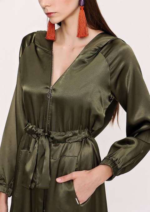 Half-Zip Hooded Maxi Dress