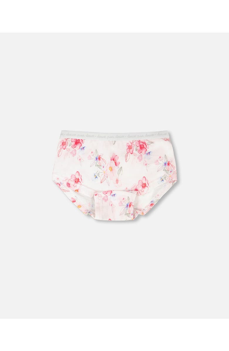 Deux par Deux Organic Cotton Flowers Boyshort Panty, Main, color, Pink Printed Flowers