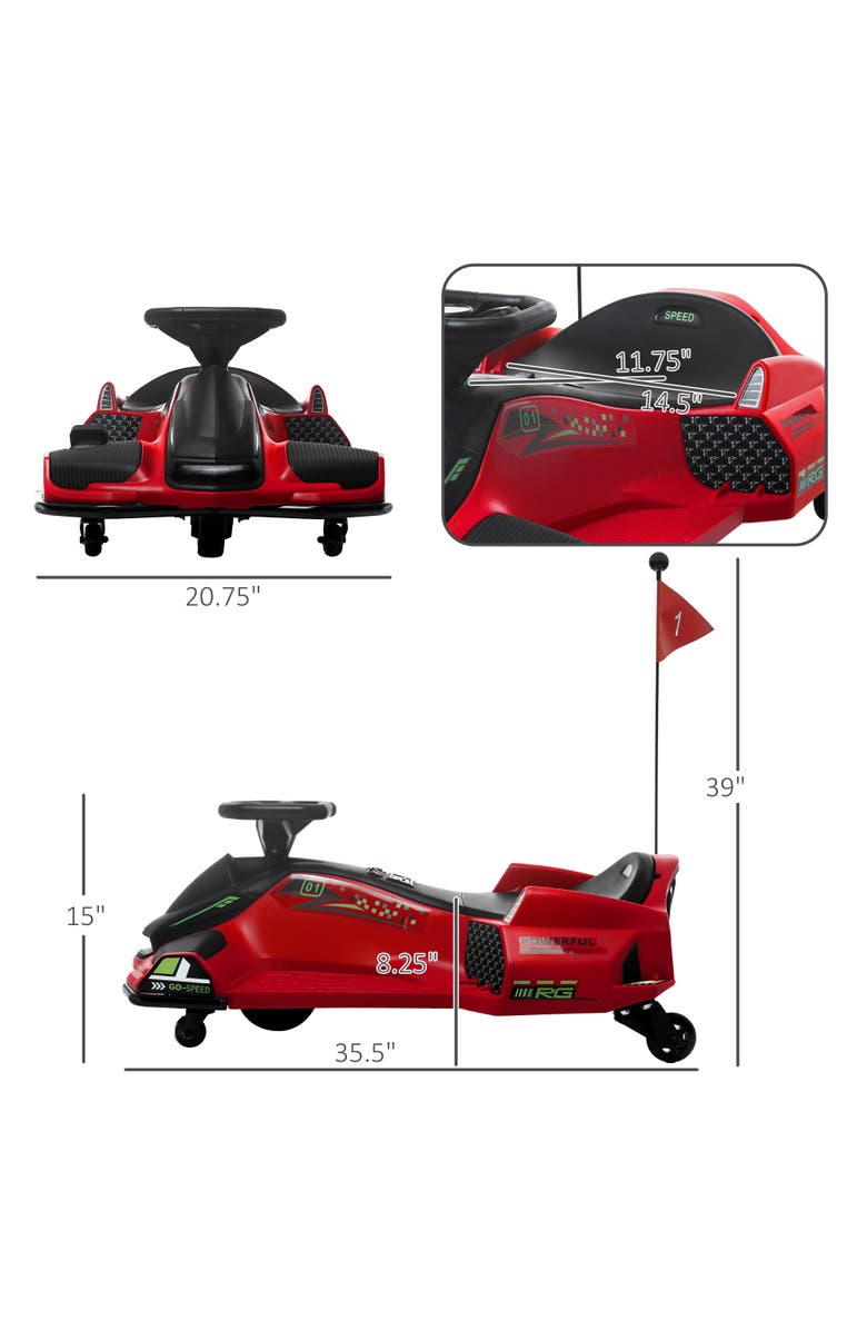 Aosom 12V Kids Electric Go Kart with Slow Start, Music, Lights, Alternate, color, Red