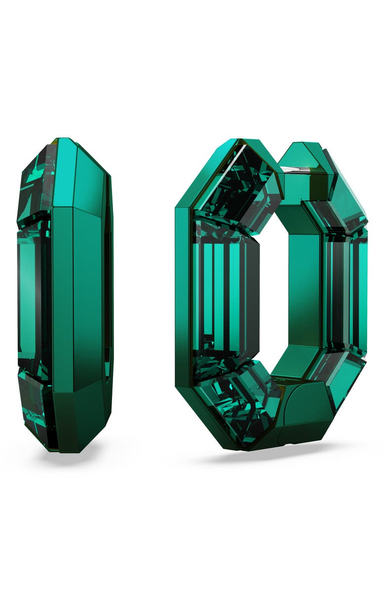 Swarovski Lucent Hoop Earrings, Main, color, Green