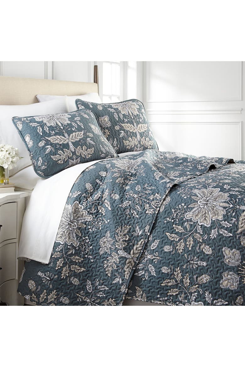 Luxury Premium Collection Ultra-Soft Quilt Cover Set, Main, color, VINTAGE GARDEN SMOKEY BLUE