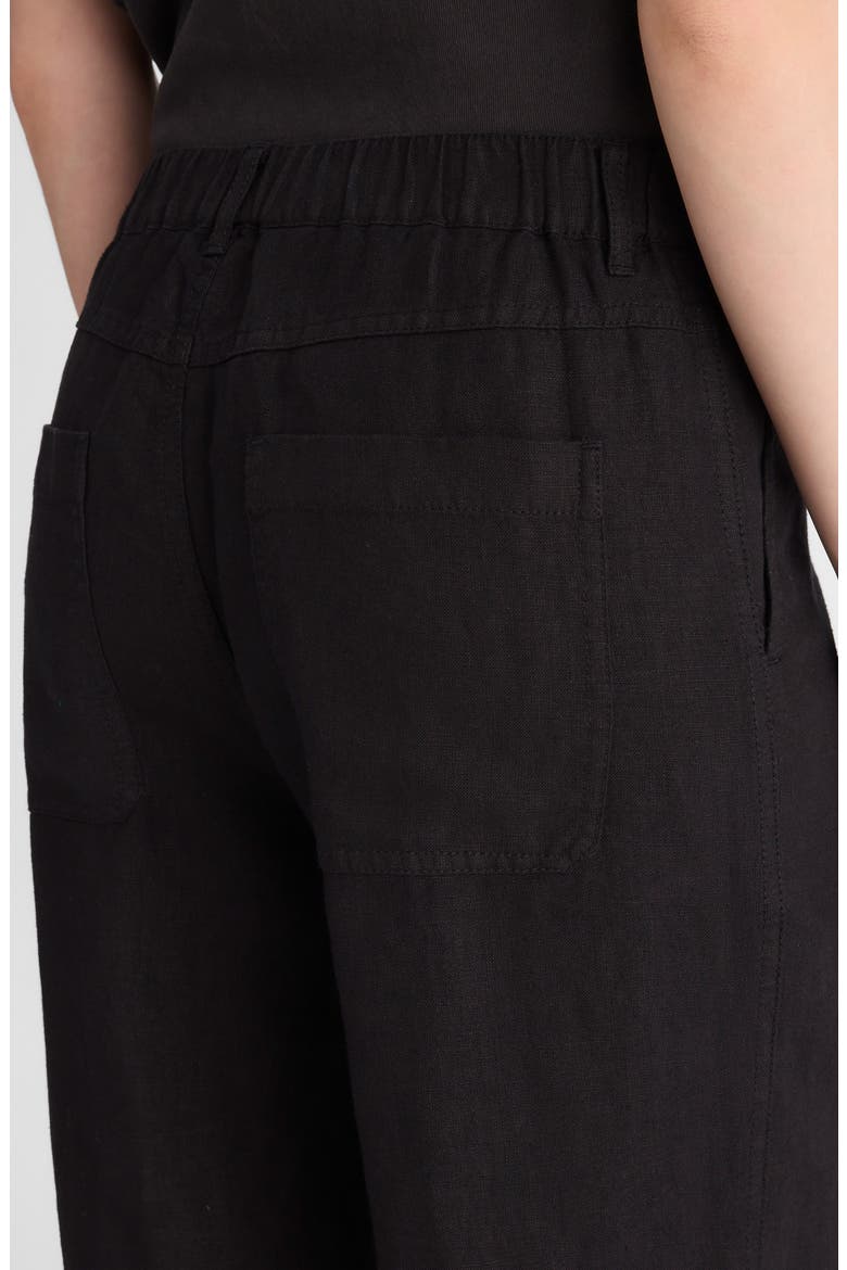 Zoe Relaxed Straight Leg Linen Pants, Alternate, color, JET BLACK