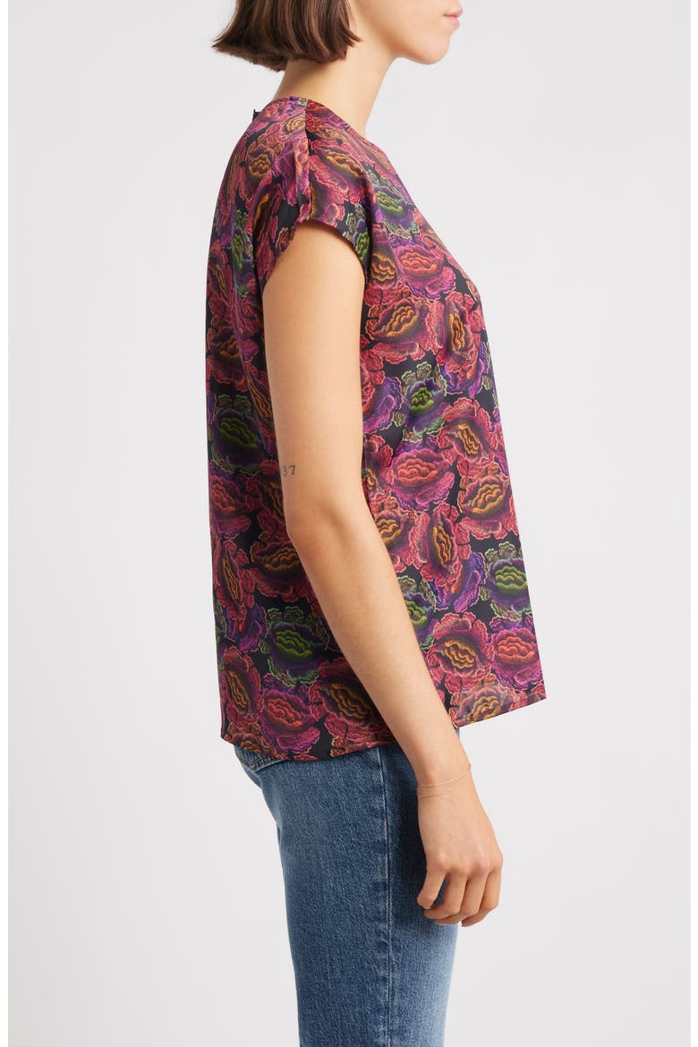 Print Cap Sleeve Shell, Alternate, color, PINK MULTI