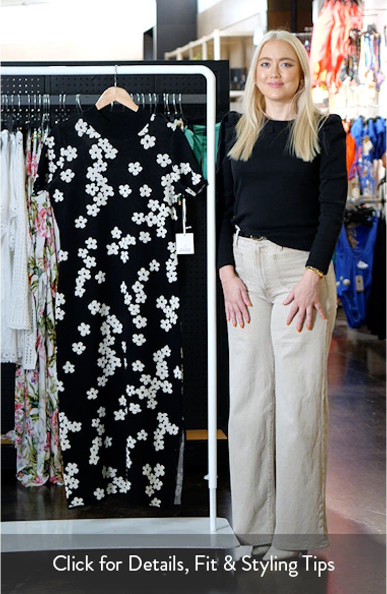 Flower Jacquard Midi Sweater Dress, sales video thumbnail