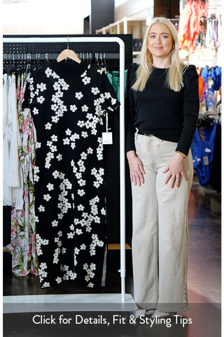 Flower Jacquard Midi Sweater Dress video