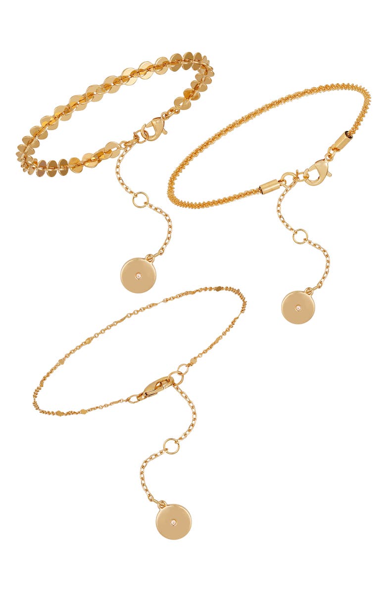 Vince Camuto Set of 3 Mixed Chain Bracelets, Main, color, Gold Tone