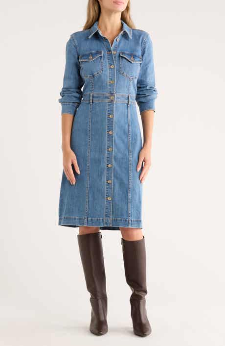 7 For All Mankind Long Sleeve Denim Shirtdress