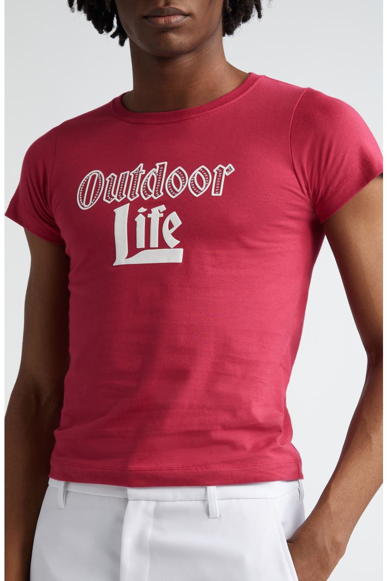Outdoor Rhinestone Organic Cotton Fitted T-Shirt, Alternate, color, PINK