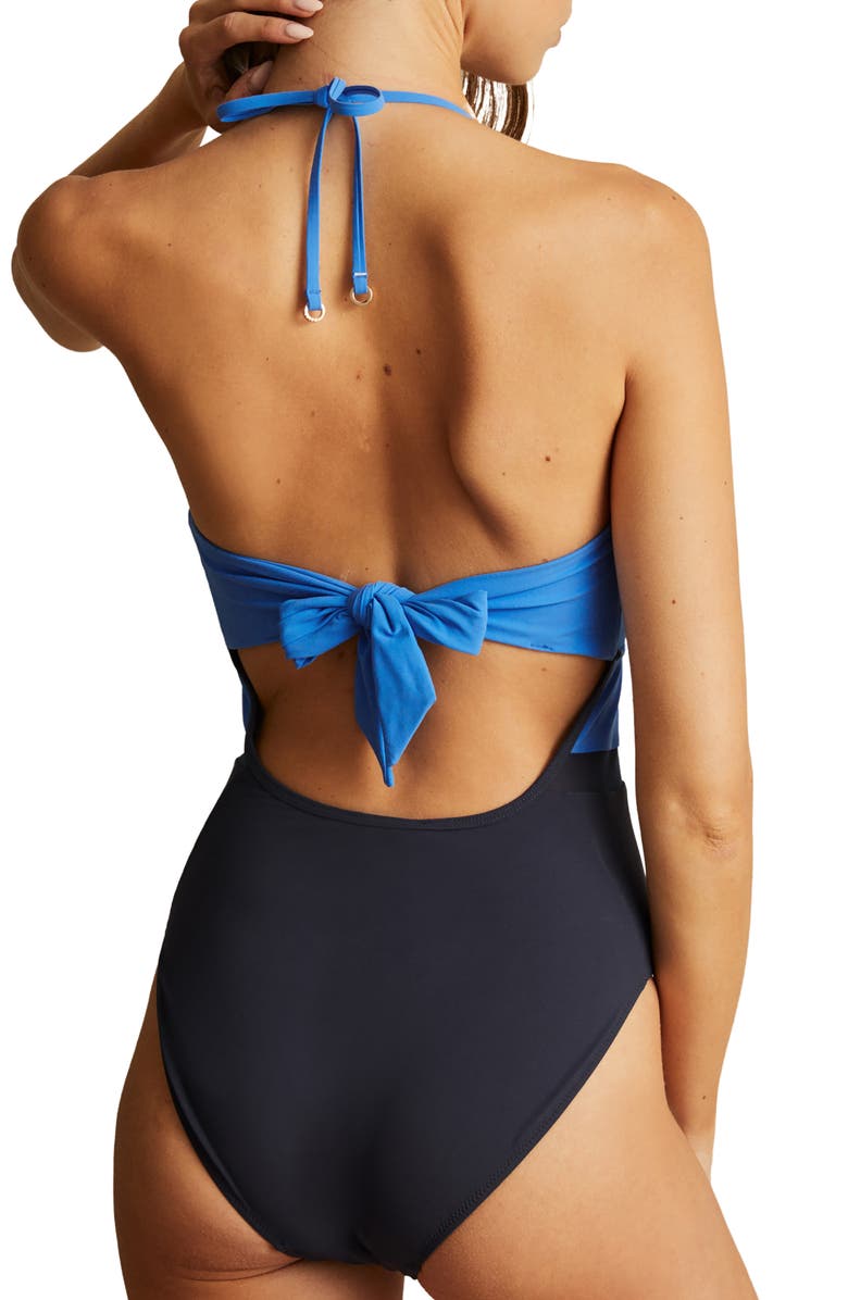 Reiss Daisy Colorbock Halter One-Piece Swimsuit, Alternate, color, 