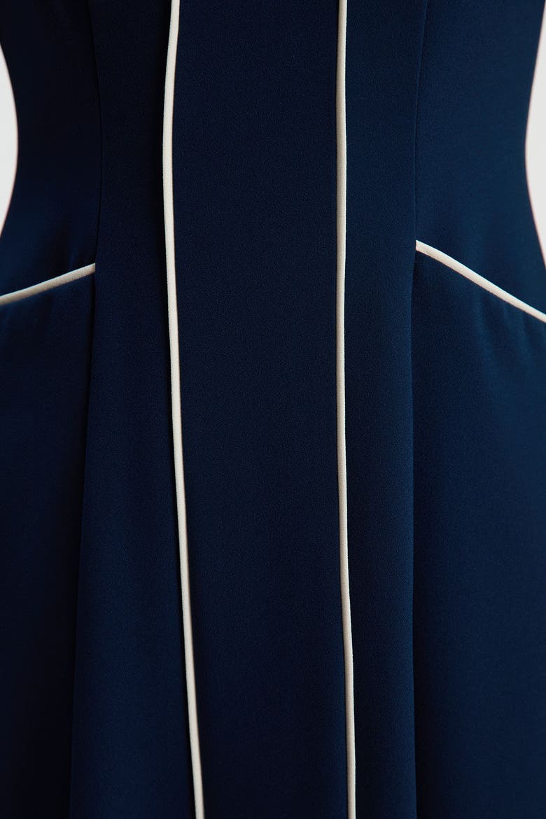 Tailored Zip-Collar Midi Dress, Alternate, color, Navy