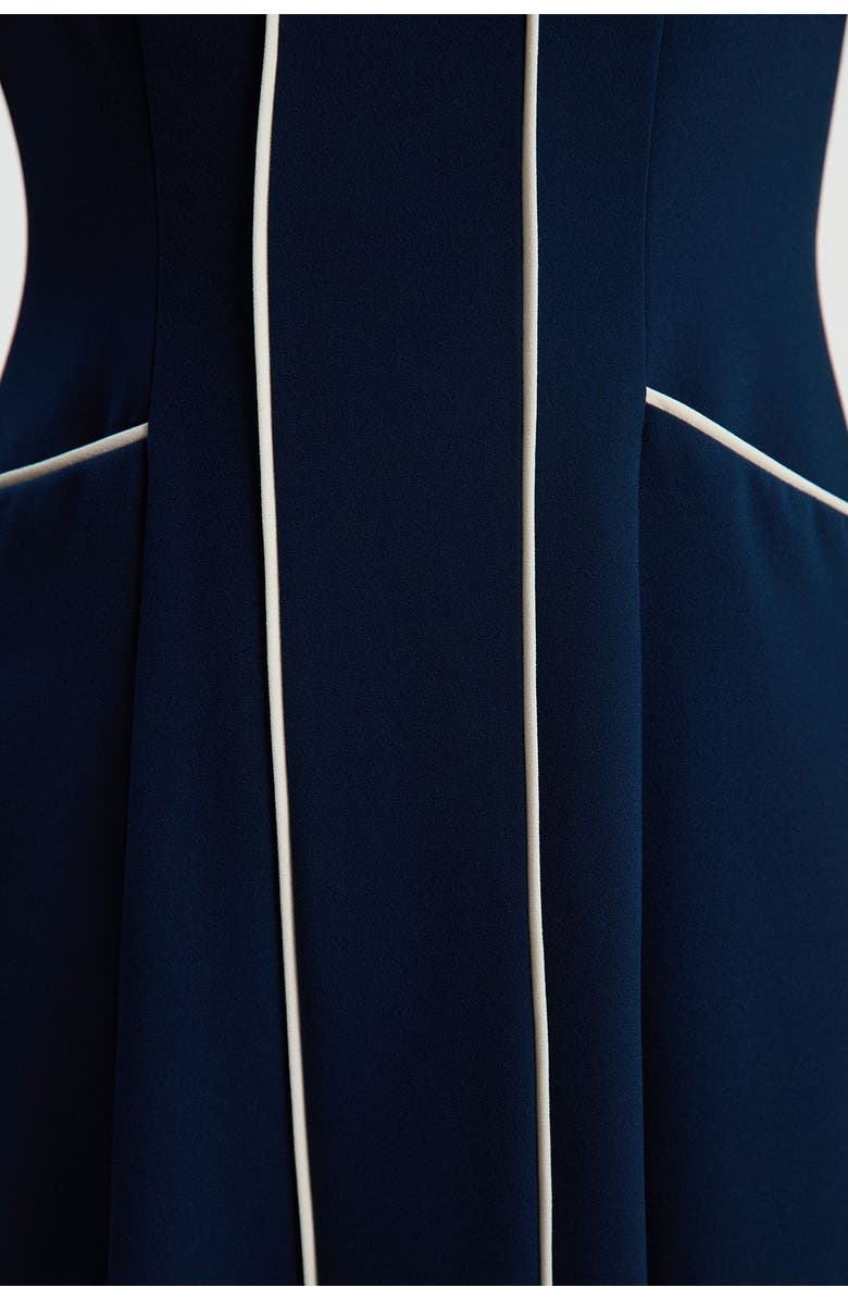 Karen Millen Tailored Zip-Collar Midi Dress, Alternate, color, Navy