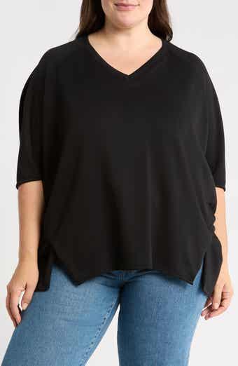 Draped Cape Overlay V-Neck Top