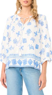 Vince Camuto Tie Neck Peasant Top