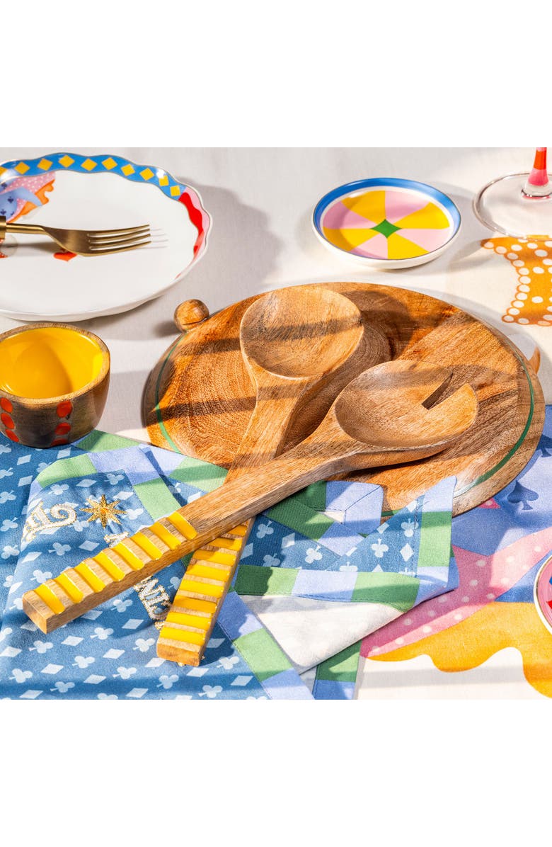 Zsa Zsa Zsu Lakri Mango Tree Salad Spoon & Lakri Mango Tree Serving Board 2 Pcs Set, Alternate, color, Brown