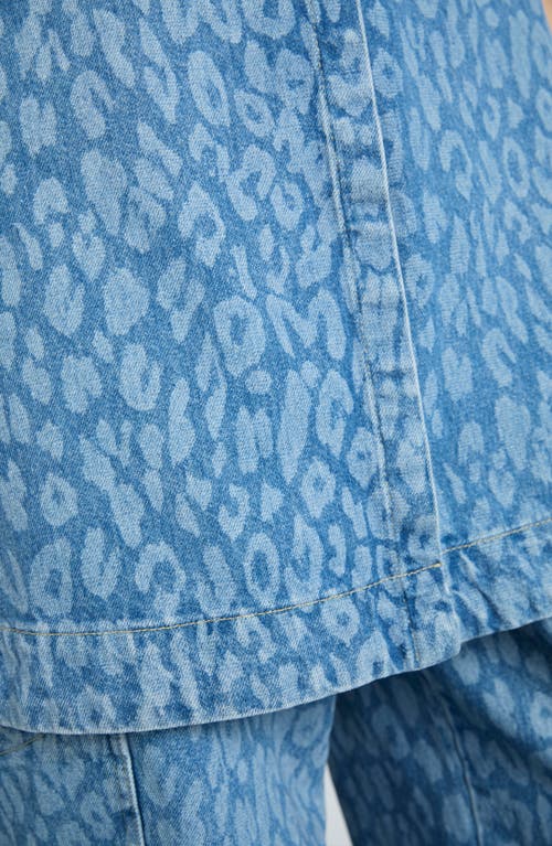 DAMSON MADDER DAMSON MADDER GOLDIE LEOPARD LASTER DENIM A-LINE DRESS