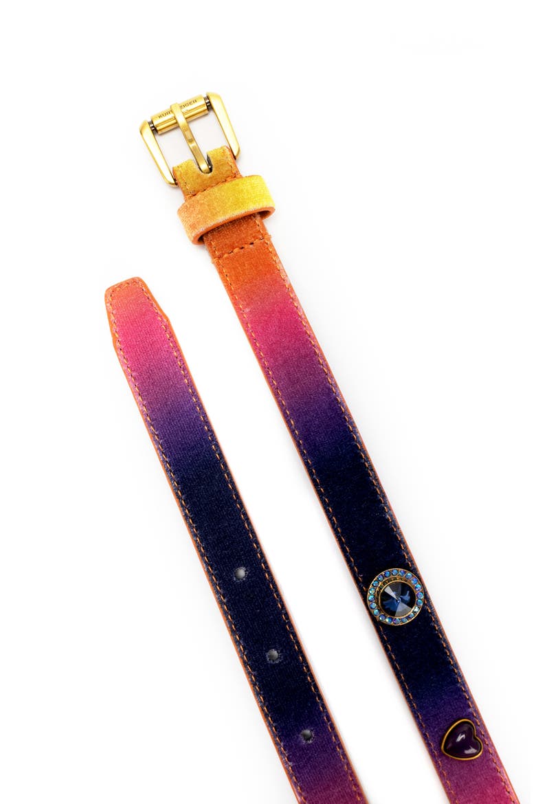 Octavia Crystal Heart Stud Velvet Belt, Alternate, color, CLASSIC RAINBOW