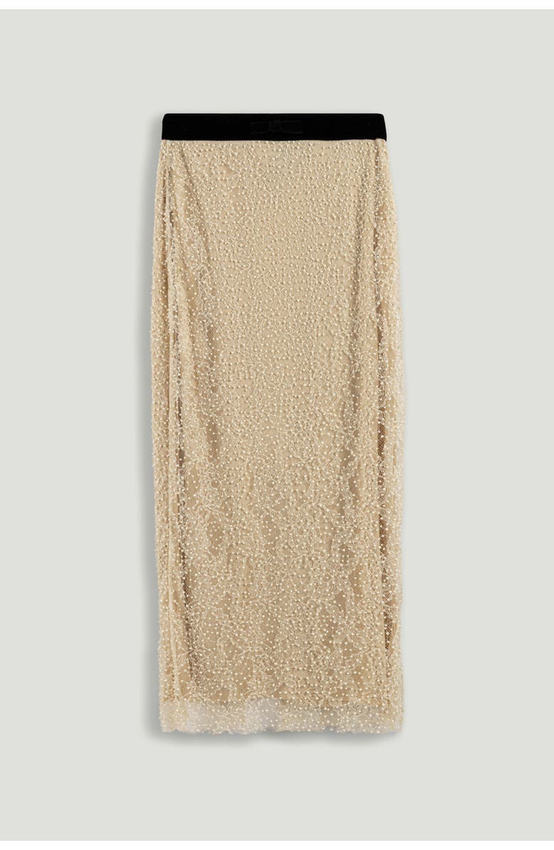 Nocturne Pearl Embellished Pencil Skirt, Alternate, color, Beige