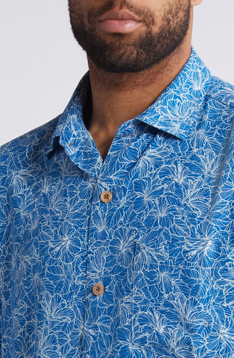 Tommy Bahama Hight Tide Hibiscus Print Short Sleeve Silk Button-Up Shirt, Alternate, color,