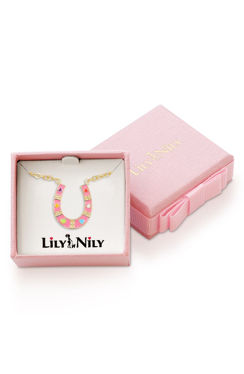 Lily Nily Kids' Horseshoe Pendant Necklace, Alternate, color, Pink