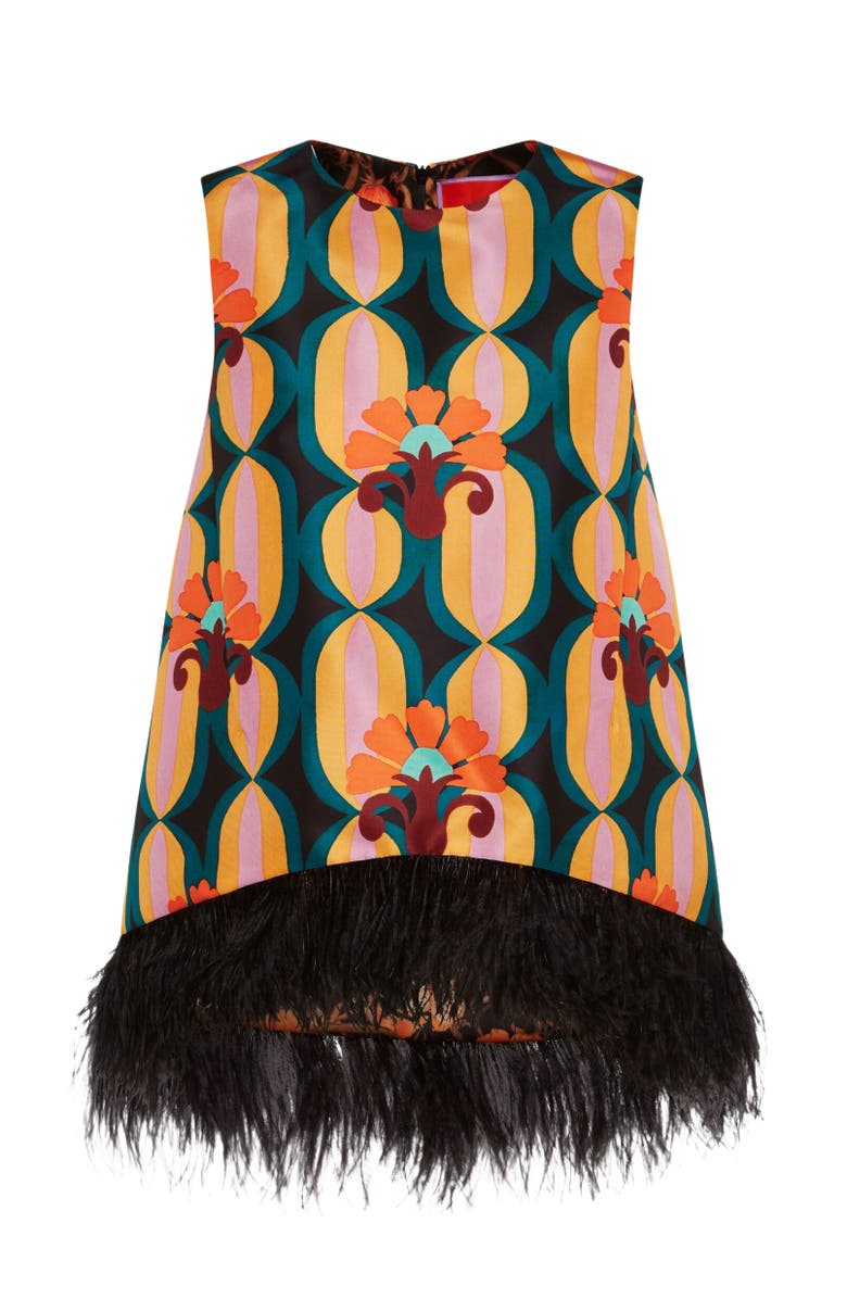 La DoubleJ La Scala Top With Feathers Arcturus Blue Petrol, Alternate, color,