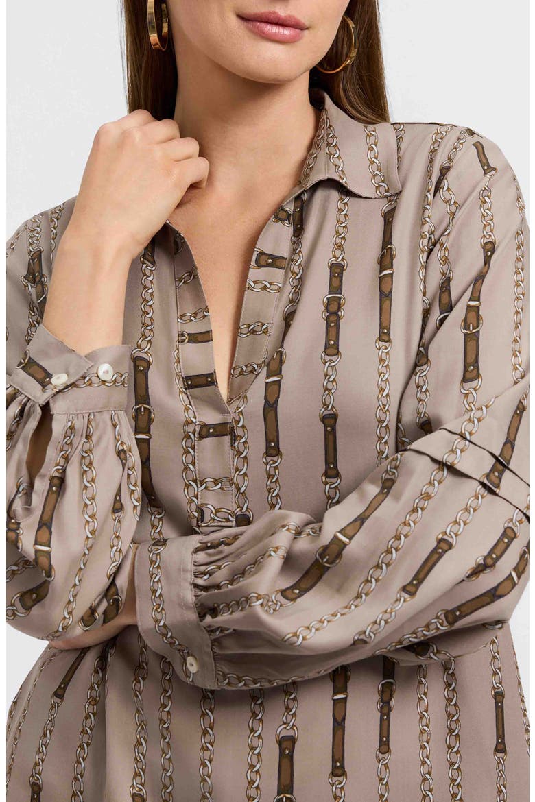 Frankie Chain Stripe Popover Top, Alternate, color, BROWN MULTI