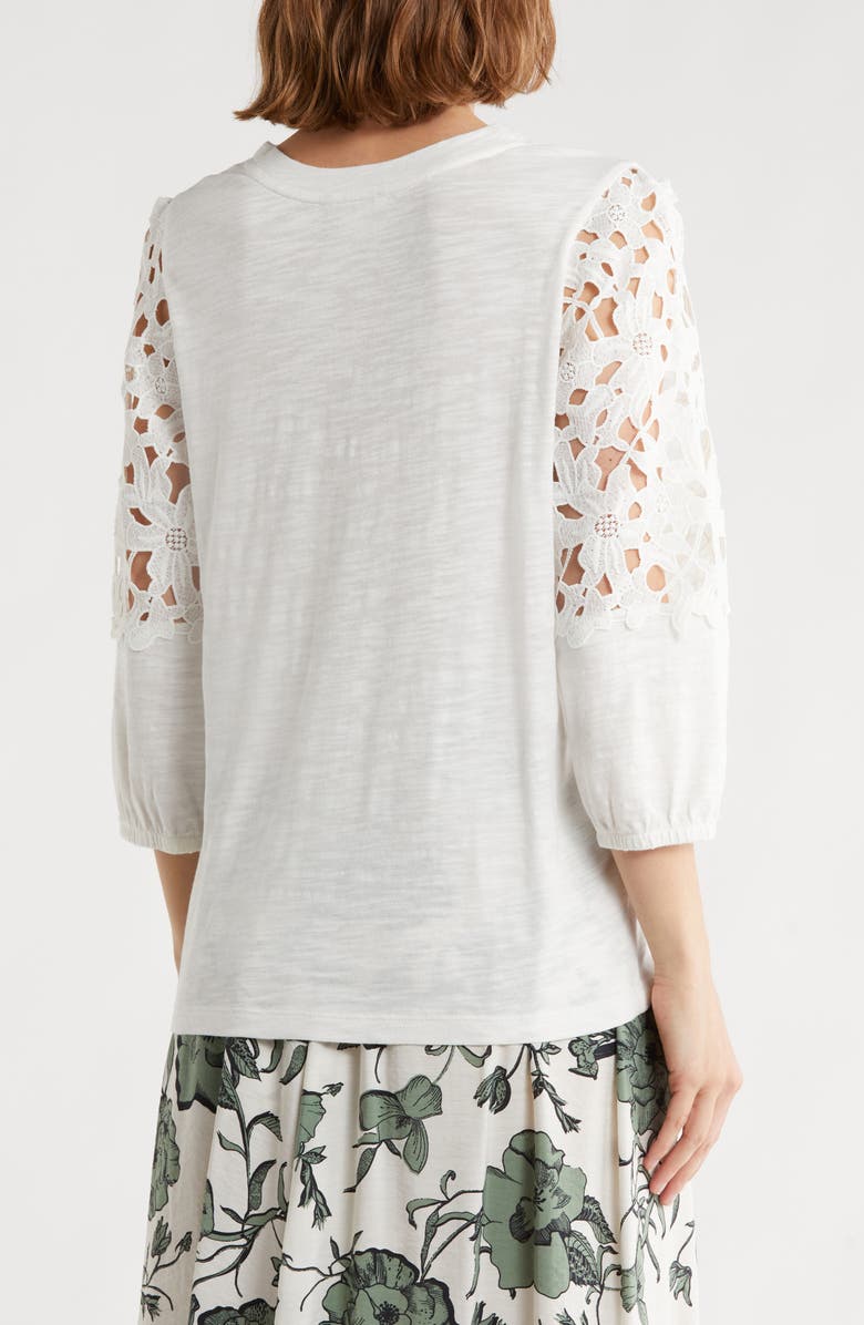Caslon<sup>®</sup> Lace Mixed Media Top, Alternate, color, Ivory