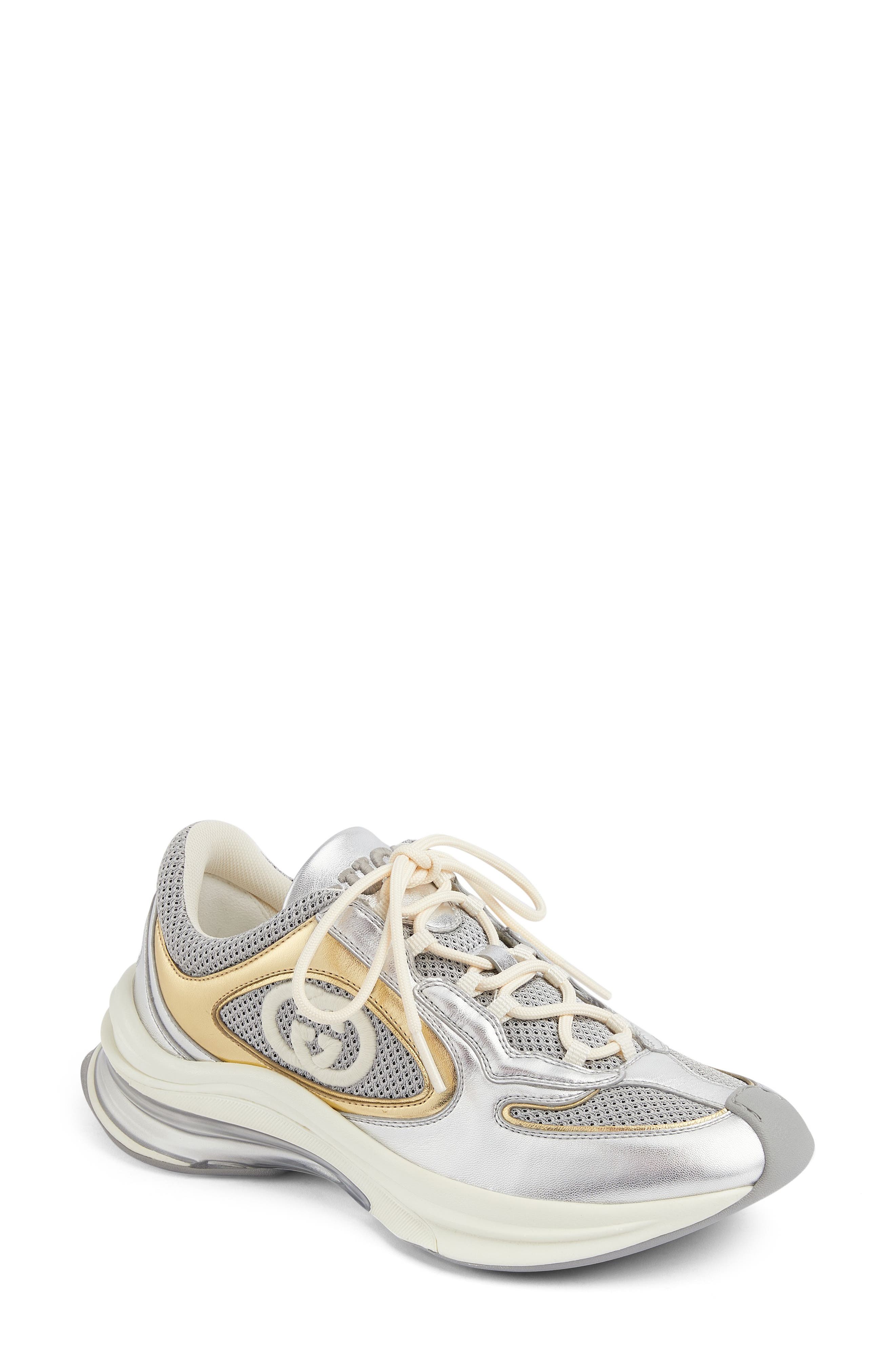 Gucci Run Mixed Media Sneaker, Main, color, 