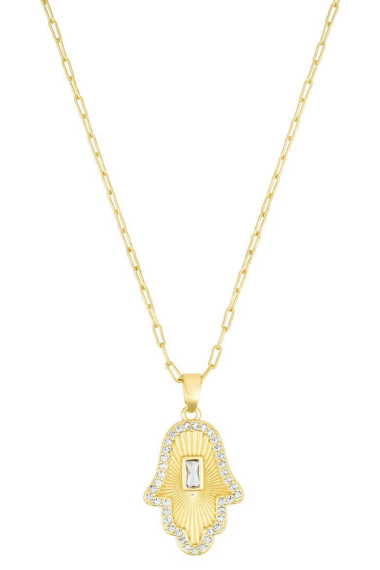 Baguette Hamsa Pendant Necklace, Main, color, GOLD