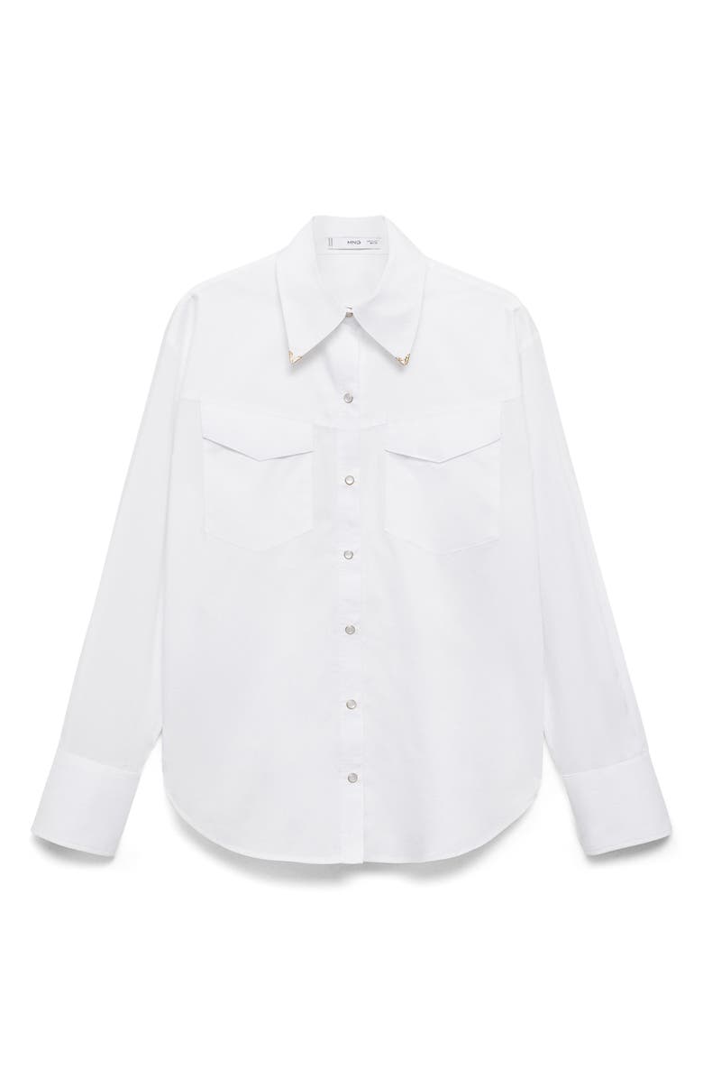 MANGO Metal Detail Snap-Up Western Shirt, Main, color, 