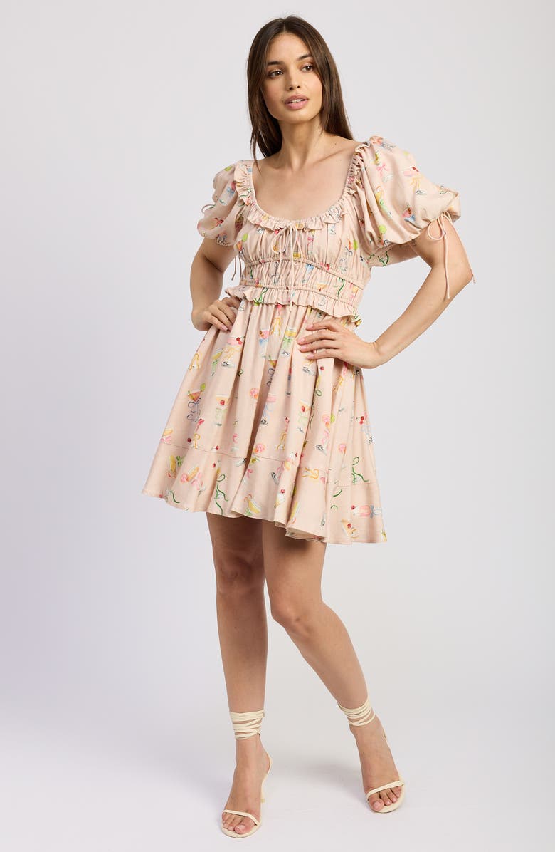 En Saison Mia Ruffle Puff Sleeve Minidress, Alternate, color, Pink Multi